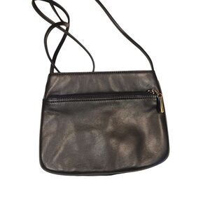Giani Bernini Small Black Genuine Leather Crossbody Double Zipper Purse | EUC